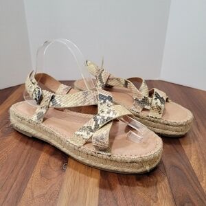 Madewell Malia Espardrille Leather Upper Strappy Sandals Size 9